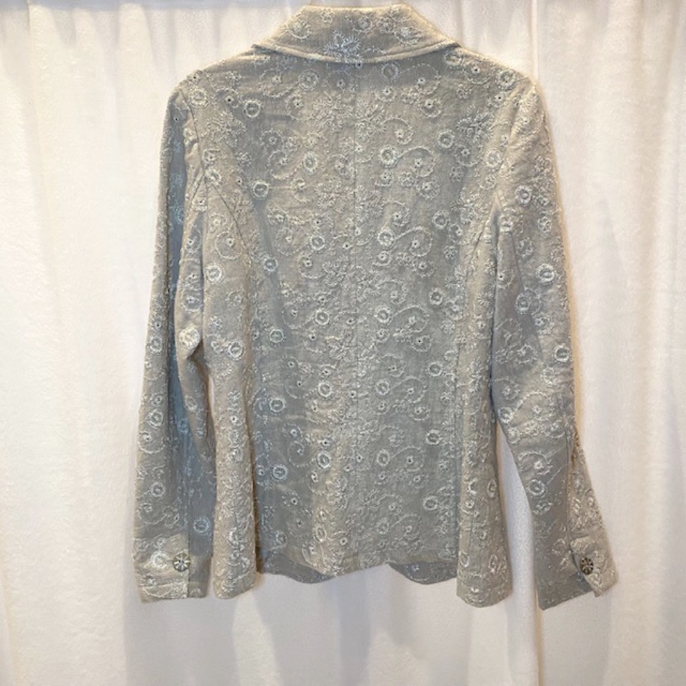 Coldwater Creek Linen Embroidery Blazer Size M - Picture 2 of 8